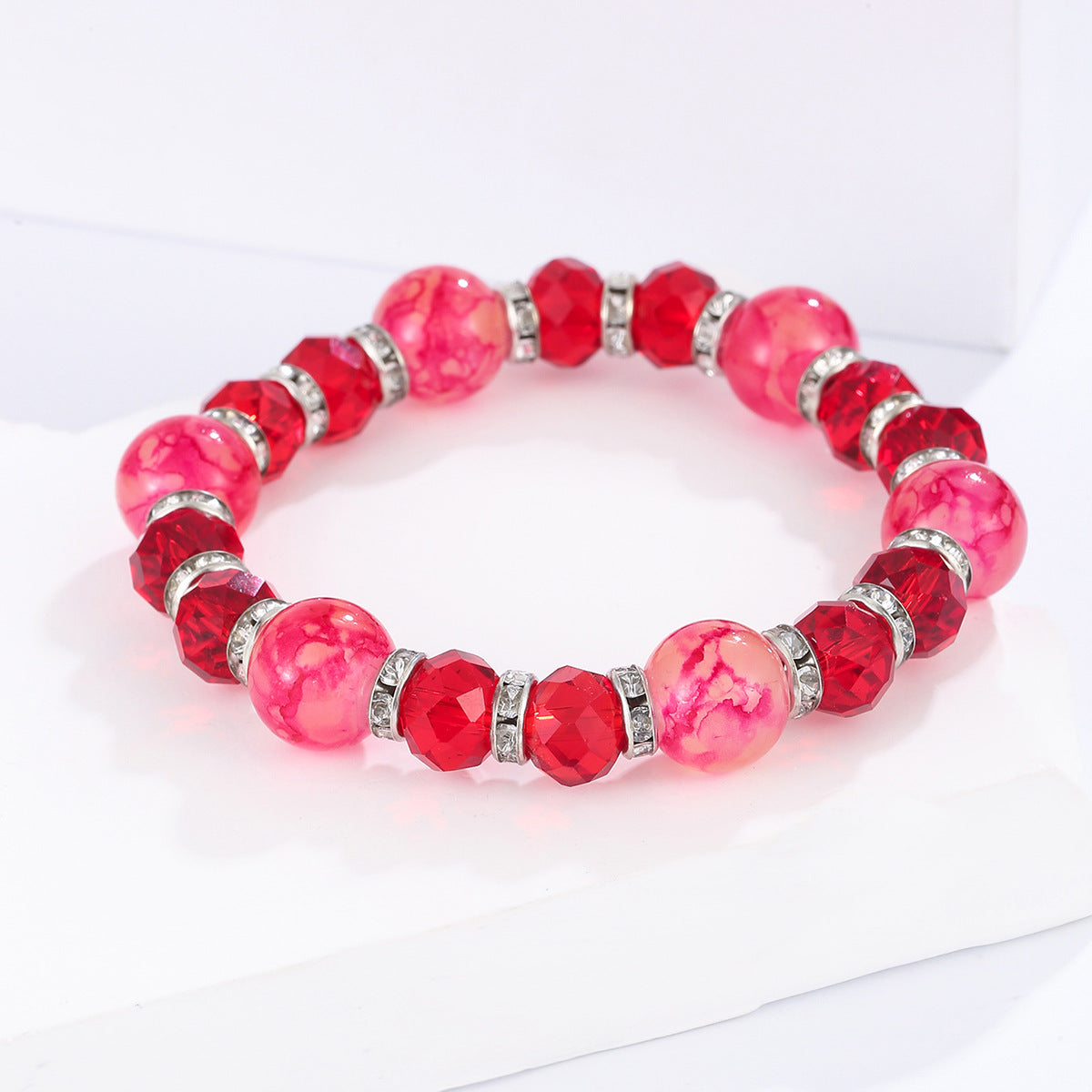 Colorful Glass Bead Crystal Beaded Bracelet