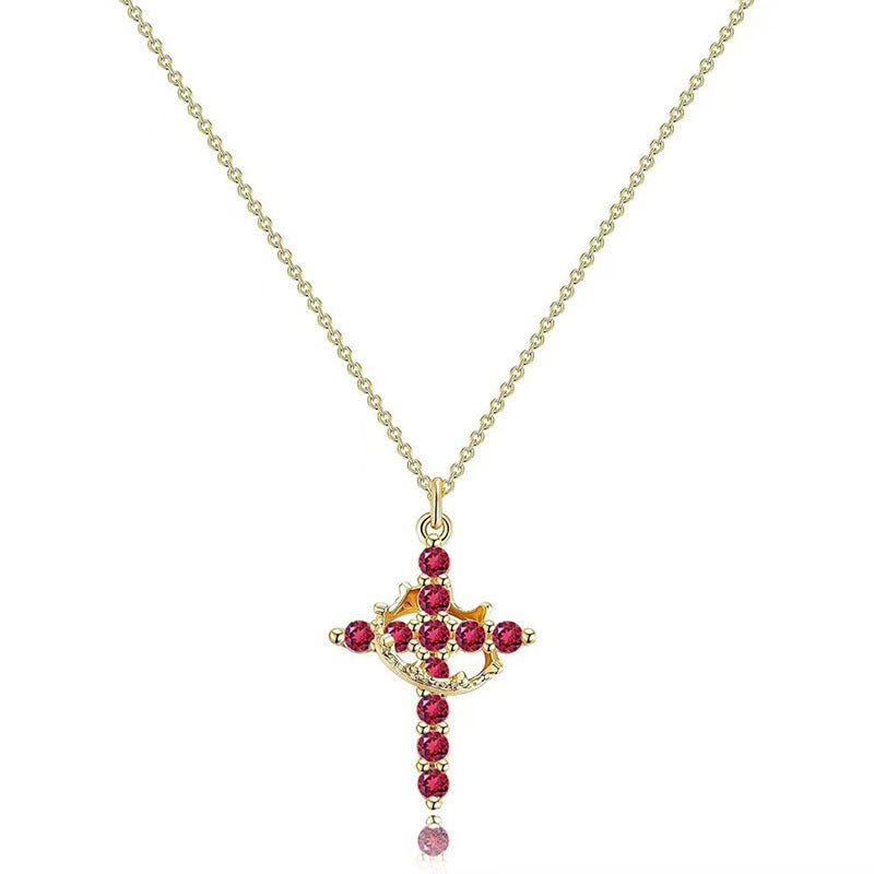 18K Real Gold Plated Copper Cross Necklace With Zircon  Stylish And Minimalist Design
