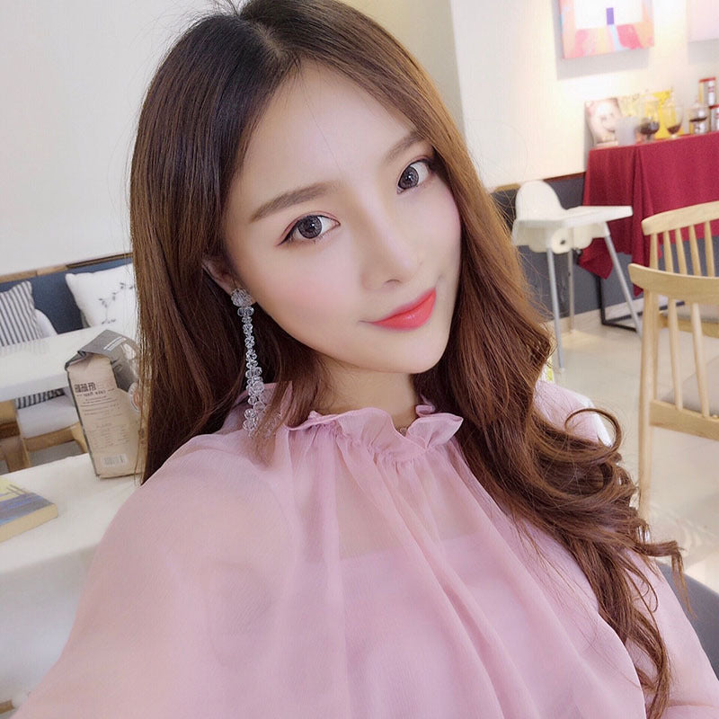 Mid-length long curly hair female wig