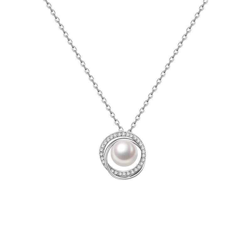 Womens Niche Minimalist Trendy Faux Pearl Pendant Clavicle Necklace