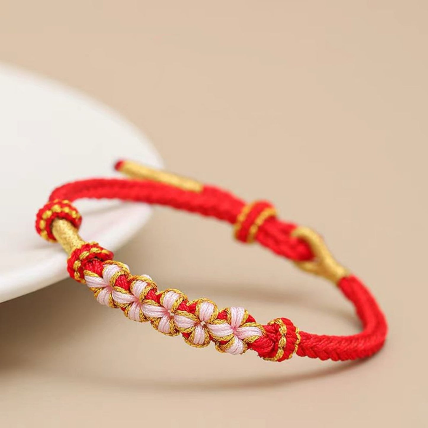 Snake Year Peach Blossom Knot Bracelet For Women Handwoven Wristband