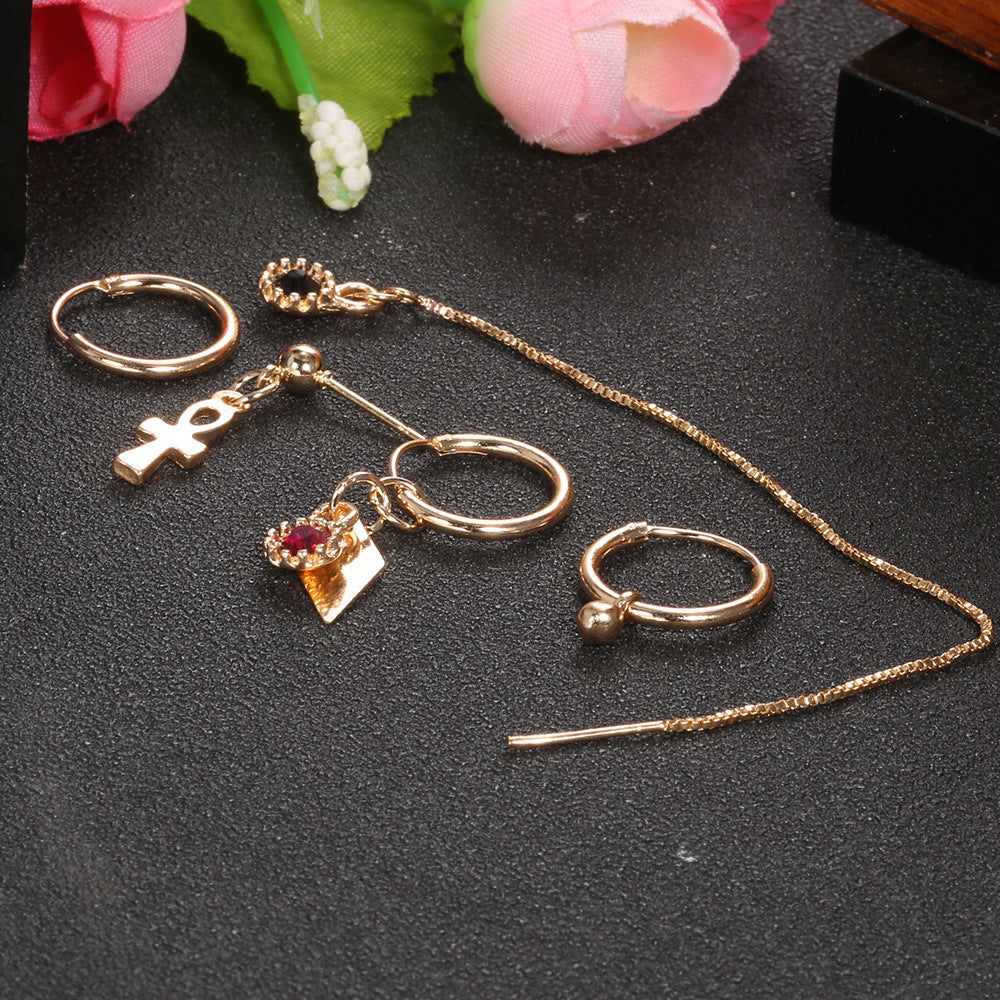 Original European And American Cross-chain Earrings