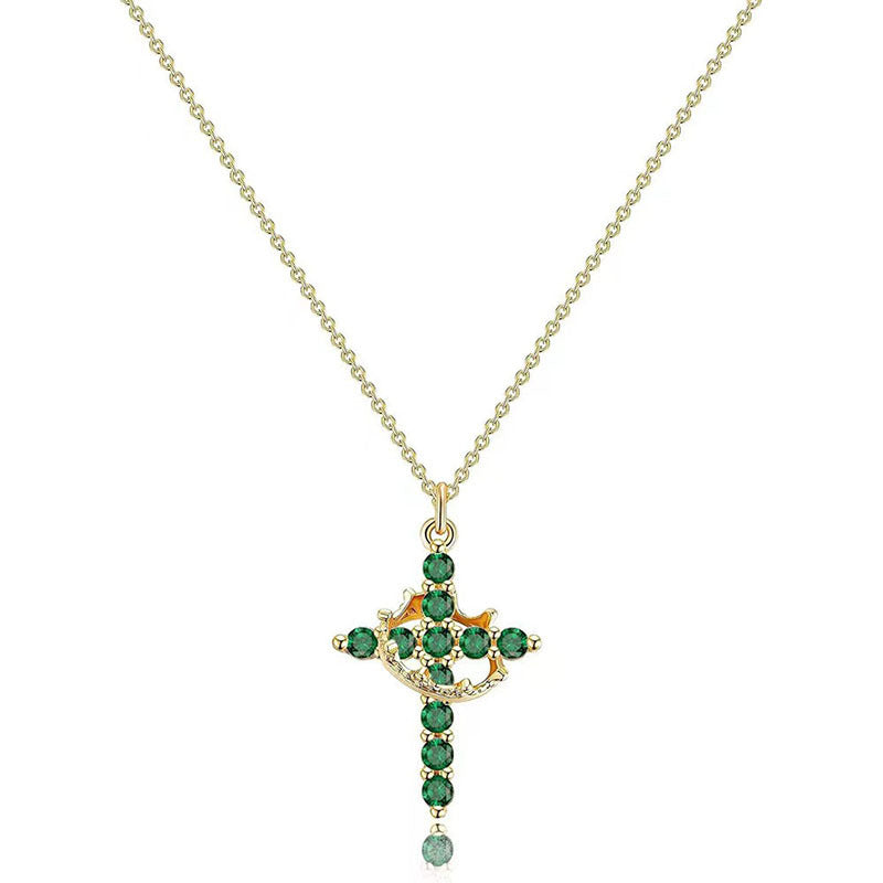 18K Real Gold Plated Copper Cross Necklace With Zircon  Stylish And Minimalist Design