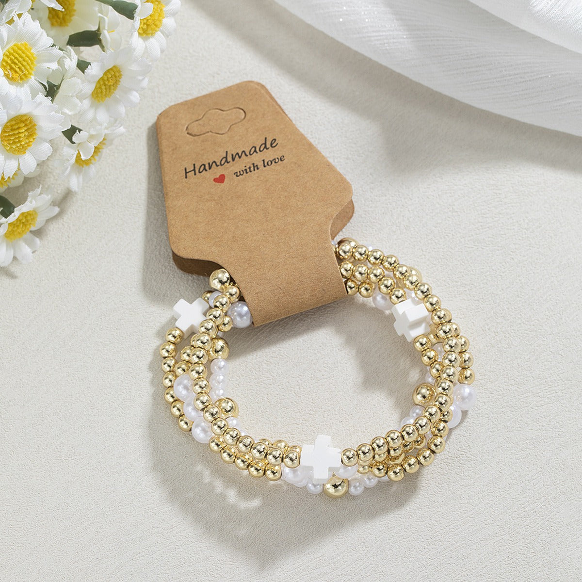 Fashion Cross Seed Bead Handmade Kraft Paper Bracelet