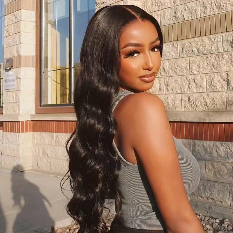 Brown Red Curly Hair Big Wave Front Lace Wig Chemical Fiber Full-head Wig